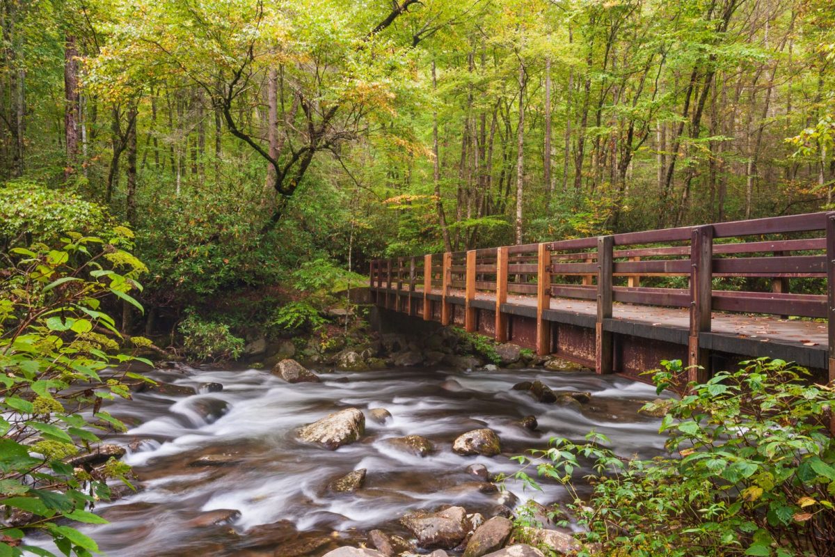 bridge over Little Pigeon River in Pigeon Forge, among spring break camping destinations