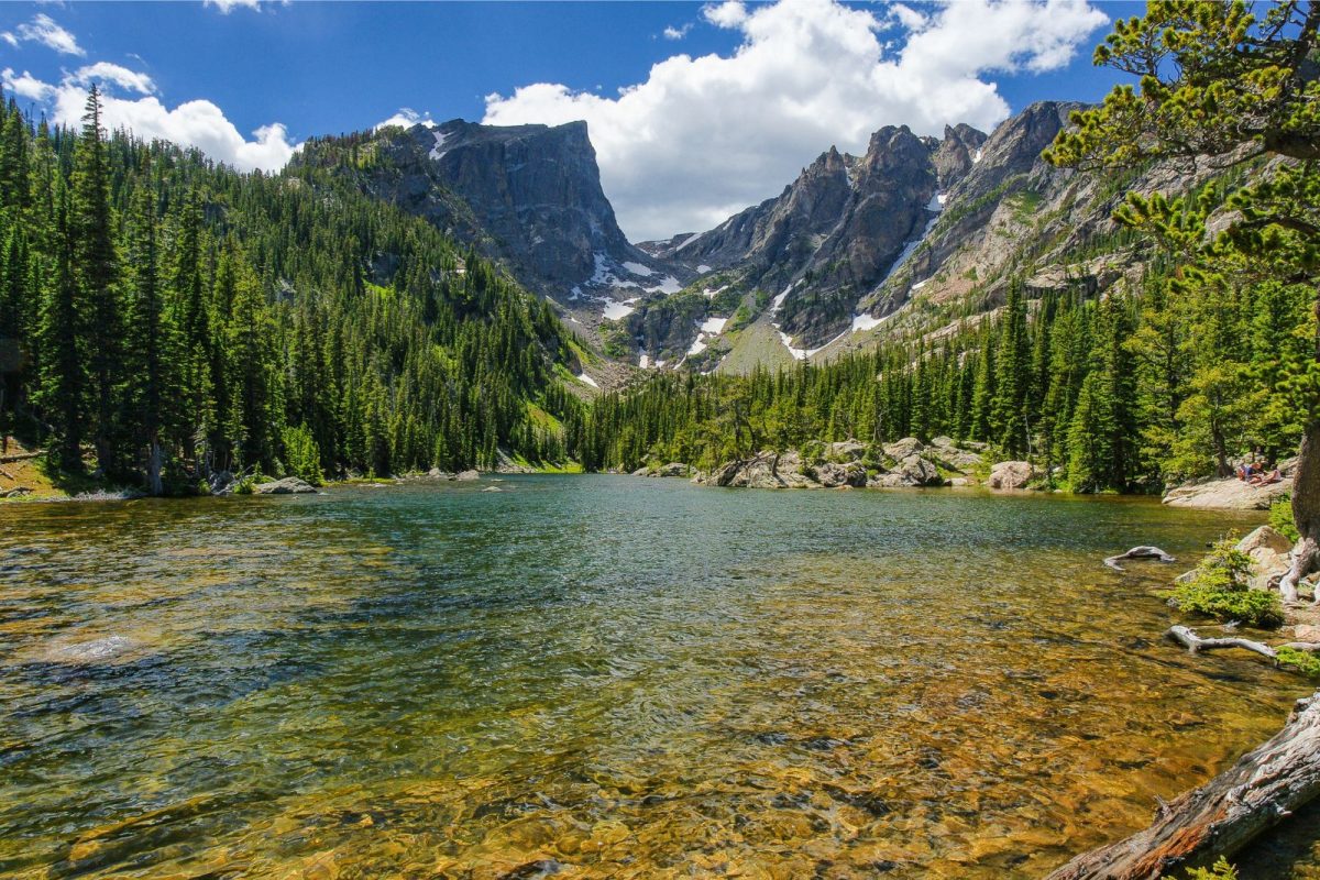 lake, trees, and mountain at Rocky Mountain National Park