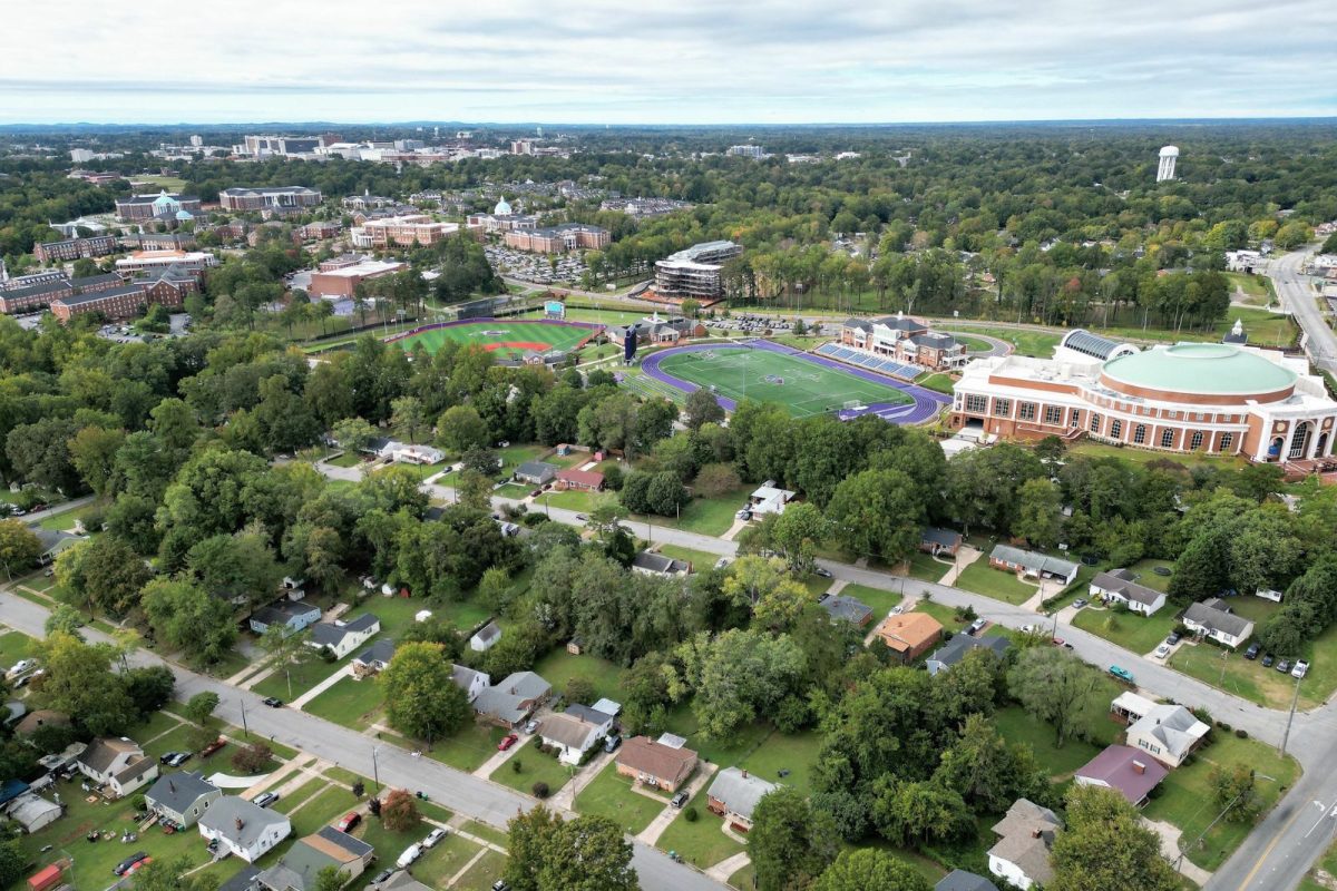 aerial view of High Point University and North Carolina landscape for fourth of July weekend camping