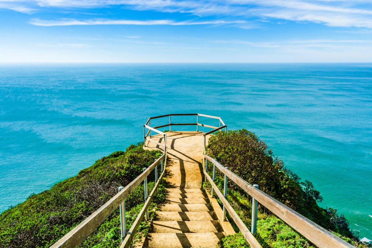 Muir Beach Overlook looking over Pacific Ocean on Pacific Coast Highway road trip