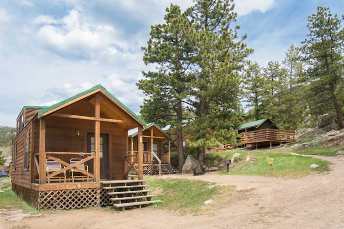 cabin lodges at campground in Estes Park, Colorado