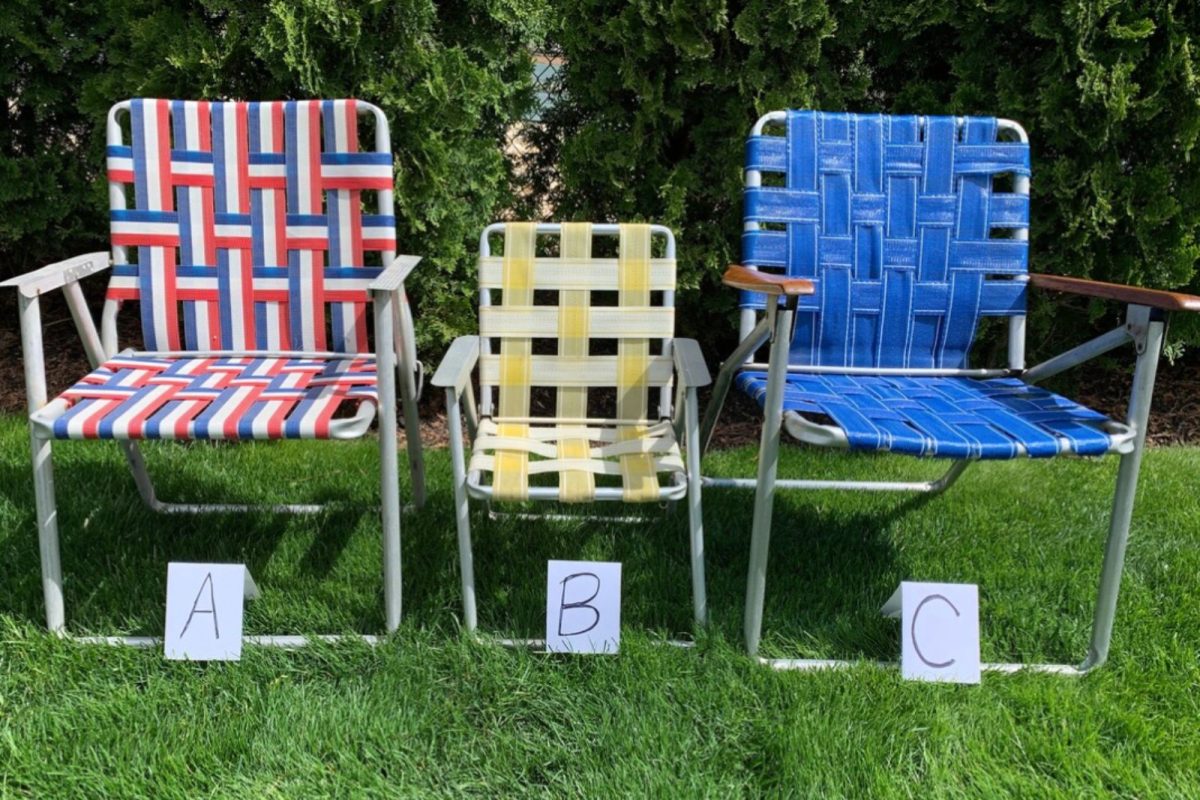 three lawn chairs on lawn