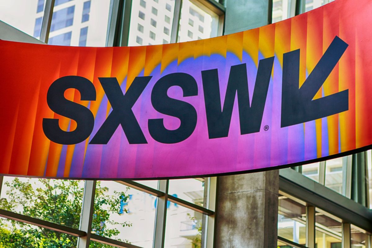 SXSW sign hung up for campers