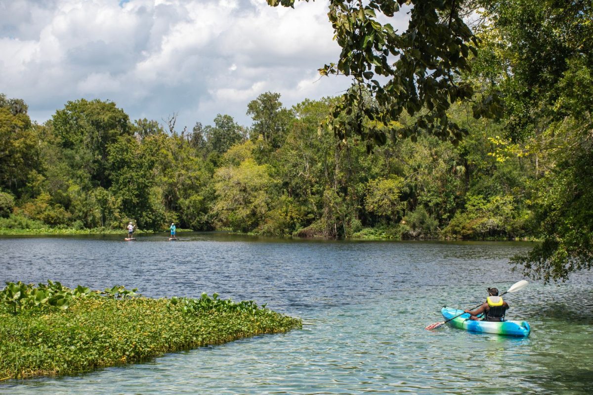 person kayaking at Wekiwa Spring State Park just north of Orlando, Florida, most-searched camping destination for 2025